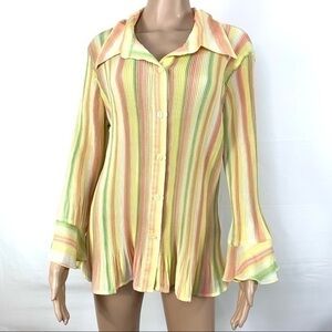 Milano Women’s Blouse Colorful Long sleeve Sz 1X